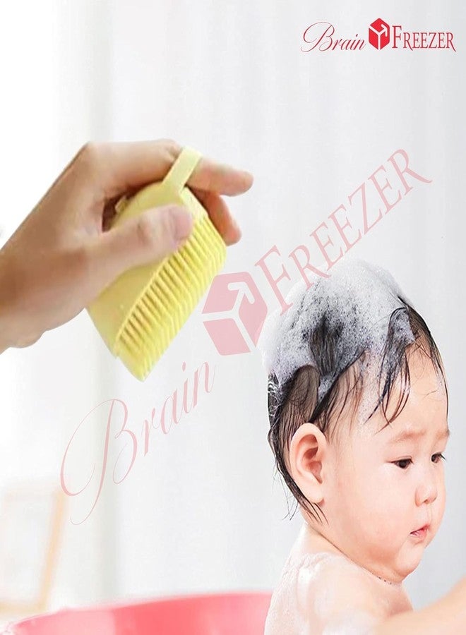 Brain Freezer Oval Dog Cat Bath Brush Comb Silicone Rubber Dog Grooming Brush Silicone Puppy Massage Brush Hair Fur Grooming Cleaning Brush Soft Shampoo Dispenser (Yellow) - Image 4